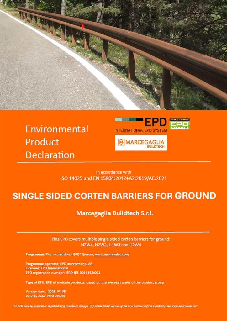 EPD Single sided corten barriers for ground