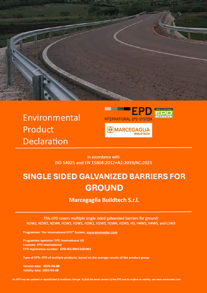 EPD Single sided galvanized barriers for ground
